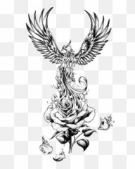tatoo falcon falke eagle rose - Sticker by Feminine Phoenix Rising From The Ashes Tattoo Emoji