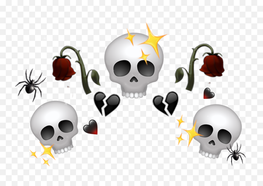 Skull Roses Aesthetic Emoji Crown Sticker By Angela - Creepy,Emoji Skull