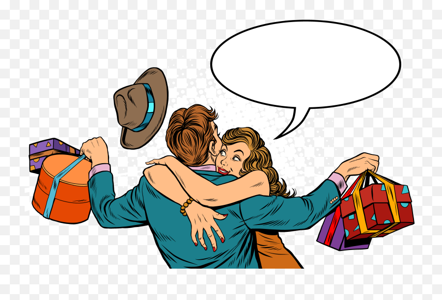 Hug Clipart Intimacy - Man Hugging Women Cartoon Png Cartoon Man And Woman Huging Emoji,Bear Hug Emoji