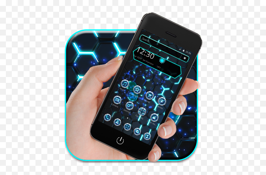 Ebony Neon Tech Hexagon 2d - Iphone Emoji,Hexagon Emoji