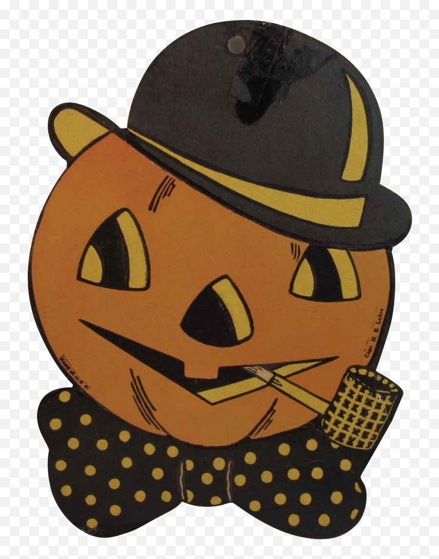 Download Vintage Halloween H E Luhrs Pumpkin Jack O Lantern - Vintage Halloween Pumpkin Decorations Emoji,Jackolantern Emoji