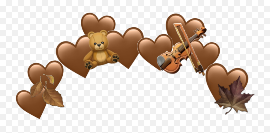 Brown Emoji Heart Hearts Leaf Leafes - Brown Heart Emoji Crown,Teddy Bear Emojis
