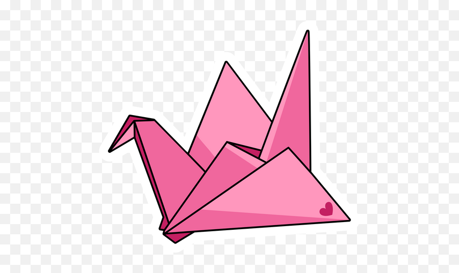 Origami Pink Paper Crane Sticker - Paper Crane Cartoon Emoji,Origami Emoji