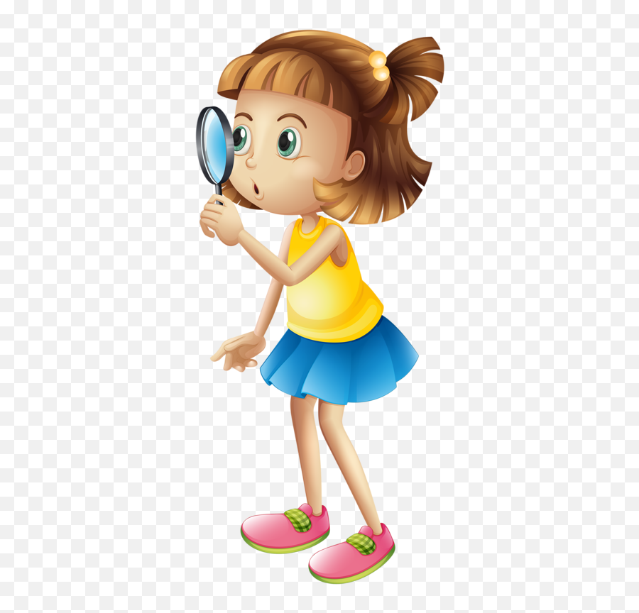 Clip Art Cartoon Kids Cartoon - Child With Magnifying Glass Png Emoji,Girl Magnifying Glass World Emoji