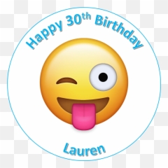 Winky Emoji Cake Topper Edible Icing Or Wafer - Smiley,Emoji Cake