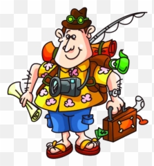 Hiking Clipart Adventure Tourism - Png Download Full Size Tourist Cartoon Emoji,Hiking Emoji