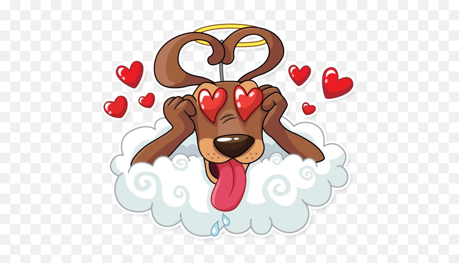 Cupid Dog Love Stickers By Hira Akram - Cartoon Emoji,Cupid Heart Emoji