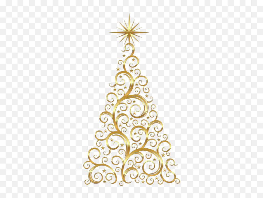 Merry Christmas Elegant Transparent - Gold Christmas Tree Clipart Emoji,Merry Christmas Emoji Art