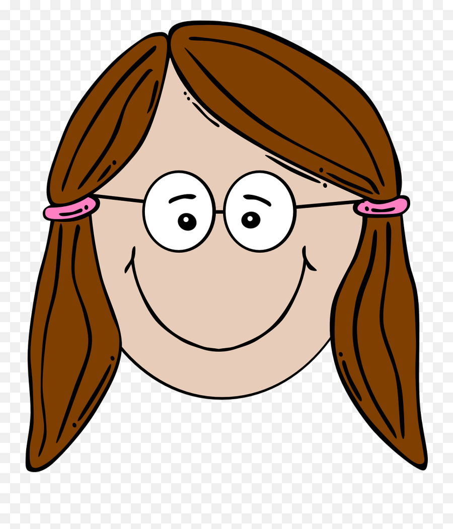 Girl Glasses Pale Face Happy - Head Clipart Emoji,Emoticons Blowing Kiss
