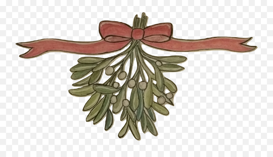 A Bundle Of Mistletoe Tied With A Red Rbbon - Illustration Illustration Emoji,Mistletoe Emoji