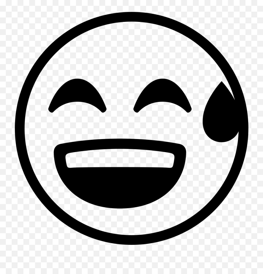 Emojione Bw 1f605 - Circle Emoji,E Emoji