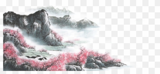 Ftestickers Watercolor Inkpainting - Chinese Mountain Painting Wind Emoji