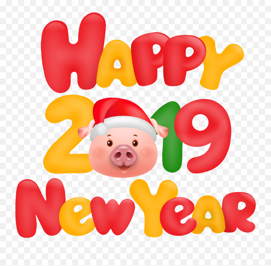 Happynewyear 2019 Christmas Pig Emoji - Clip Art,Pig Emoji