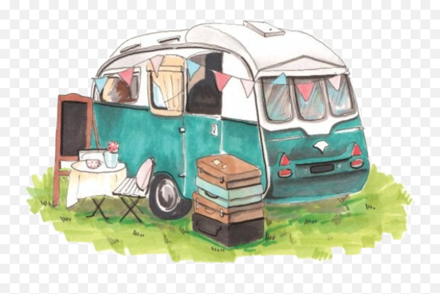 Watercolor Camper Camping Tinyhouse Travel Chalkboard Emoji,Camper Emoji