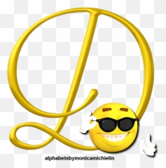 Yellow Smile Emoticon Emoji Alphabet - Letra D Cursiva Mayuscula