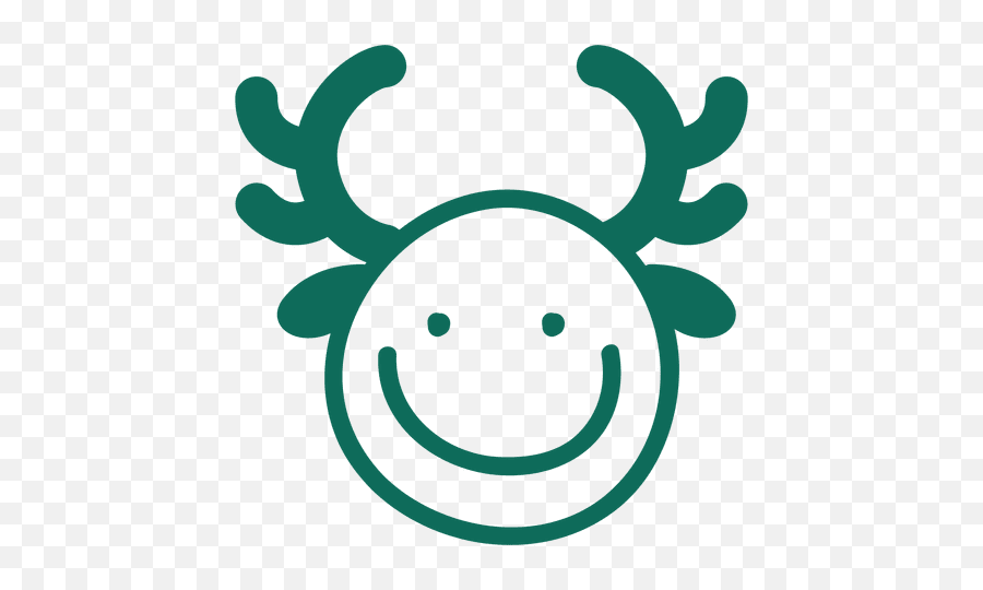 Smile Antler Face Green Stroke Emoticon - Emoticon Emoji,Dreidel Emoji