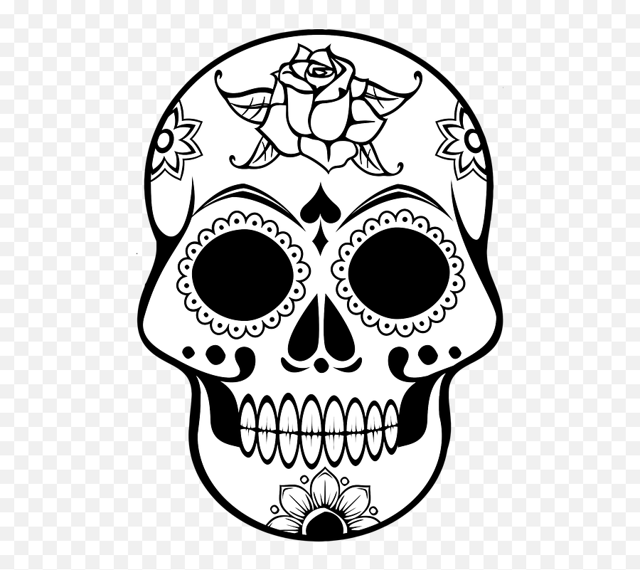 Cranium Decorative Human - El Dia De Los Muertos Skull Drawing Emoji,Sugar Skull Emoji