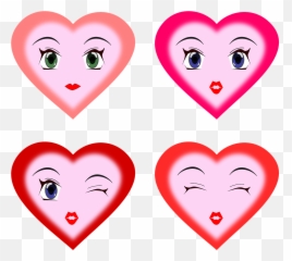 Hearts Faces Expressions Emotions Love - Heart Face Clipart Emoji,Kiss Emoji