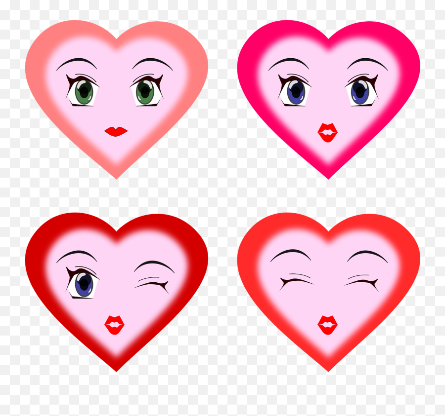 Hearts Faces Expressions Emotions Love - Heart Face Clipart Emoji,Kiss Emoji