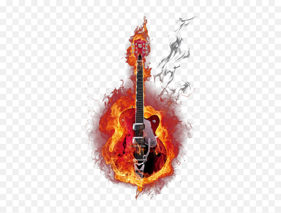 Burning Guitar - Transparent Flaming Guitar Png Emoji,Emoji Guitar
