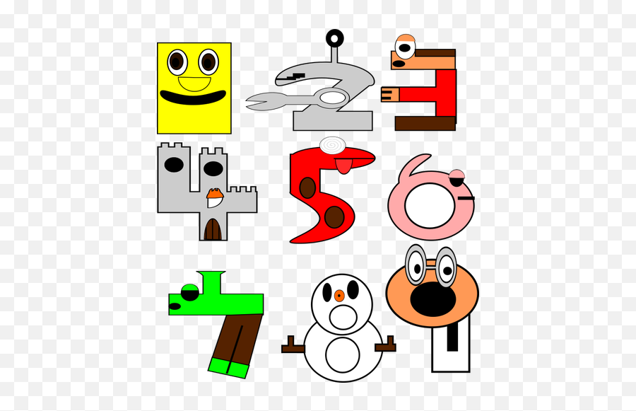 Clip Art Of Cartoon Animal Number From - Numbers Clip Art Emoji,Cat Emoticon Text