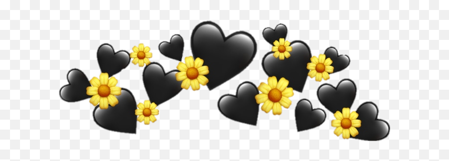 Emoji Heart Black Flower Yellow - Sunflower,Yellow Flower Emoji