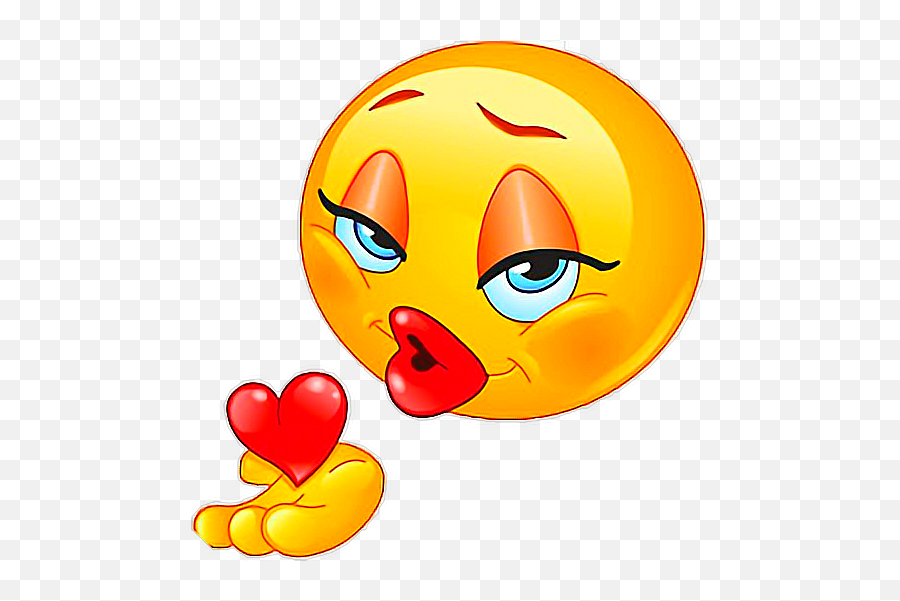 Emoji Kiss Smiley Emoticon Yellow For Valentines Day - 518x520 Cartoon,Praying Hands Emoticon For Facebook