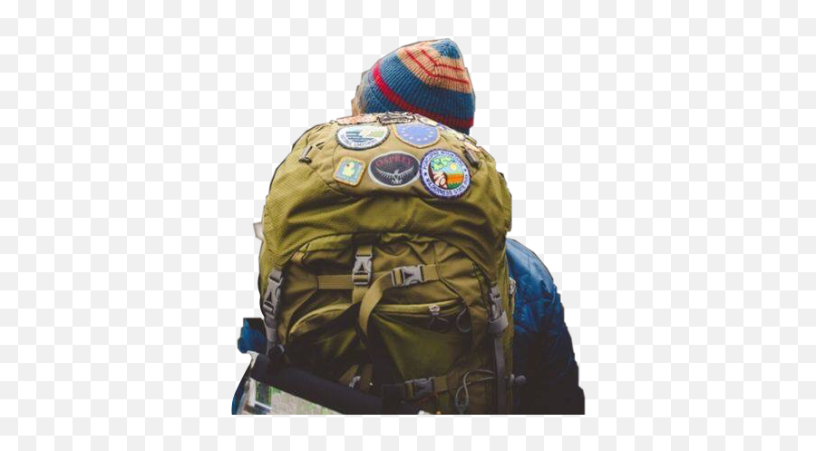 Hiker Man Guy Backpack Sticker - Frases De Viajar De Mochilera Emoji,Emoji Backpack For Boys