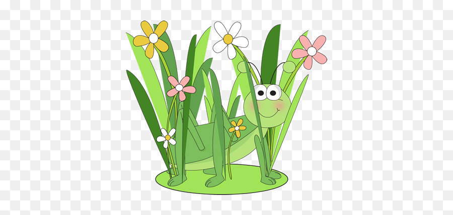 Long Grass Clip Art - Grasshopper In Grass Clipart Emoji,Crickets Emoji