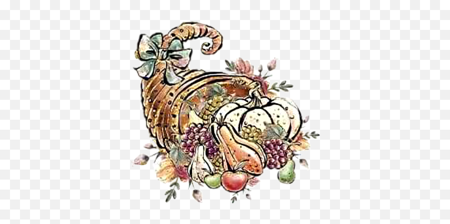 Watercolor Cornucopia Harvest Thanksgiving Karamfila - Illustration Emoji,Cornucopia Emoji