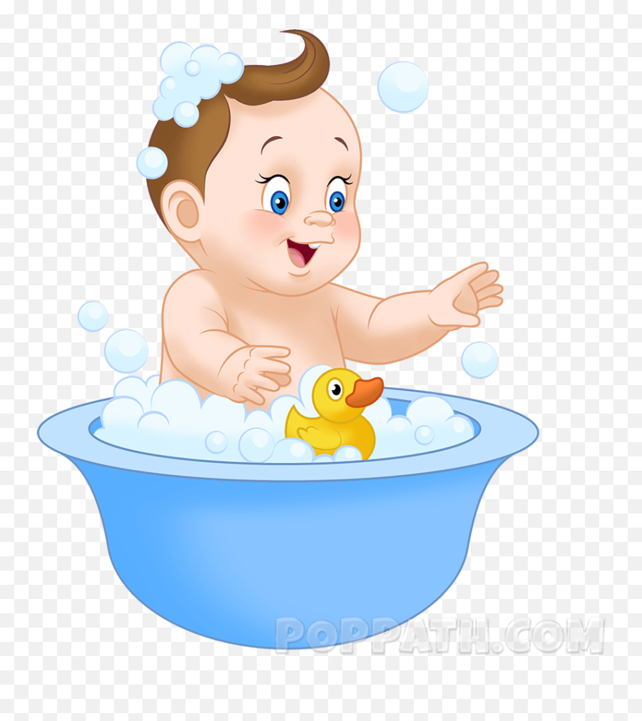 How To Draw A Baby Taking A Bath - Cartoon Bath In Water Emoji,Bathtub Emoji
