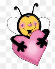 Bees With Pink Love Hearts - Wednesday Morning Greetings Emoji