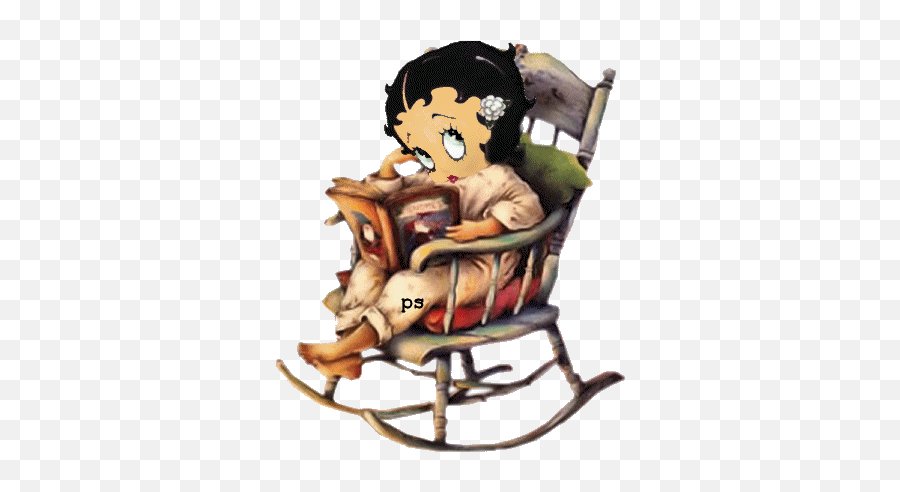 Little Betty In Rocking Chair Reading A - Rocking Chair Emoji,Rocking Chair Emoji