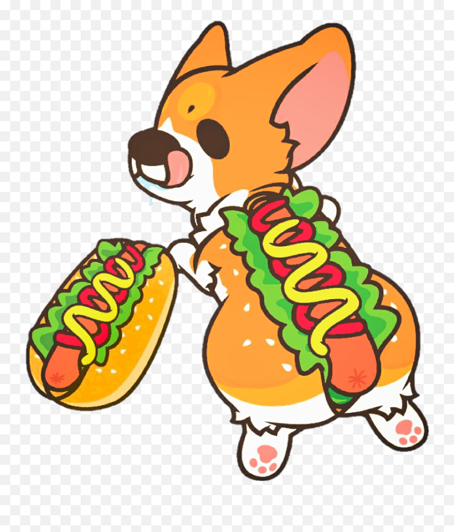 Schotdog Hotdog Corgi Dog Cute Colorful Cosplay Food - Dog Cute Corgi Coloring Pages Emoji,Hotdog Emoji