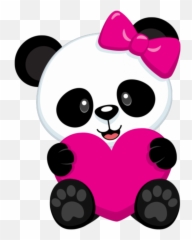 Download Sticker Kawaii Pink Panda Bigpanda Heart Png Iphone - With Drawing Emoji