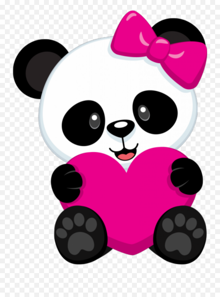 Download Sticker Kawaii Pink Panda Bigpanda Heart Png Iphone - Panda With Heart Drawing Emoji,Dragonfly Emoji