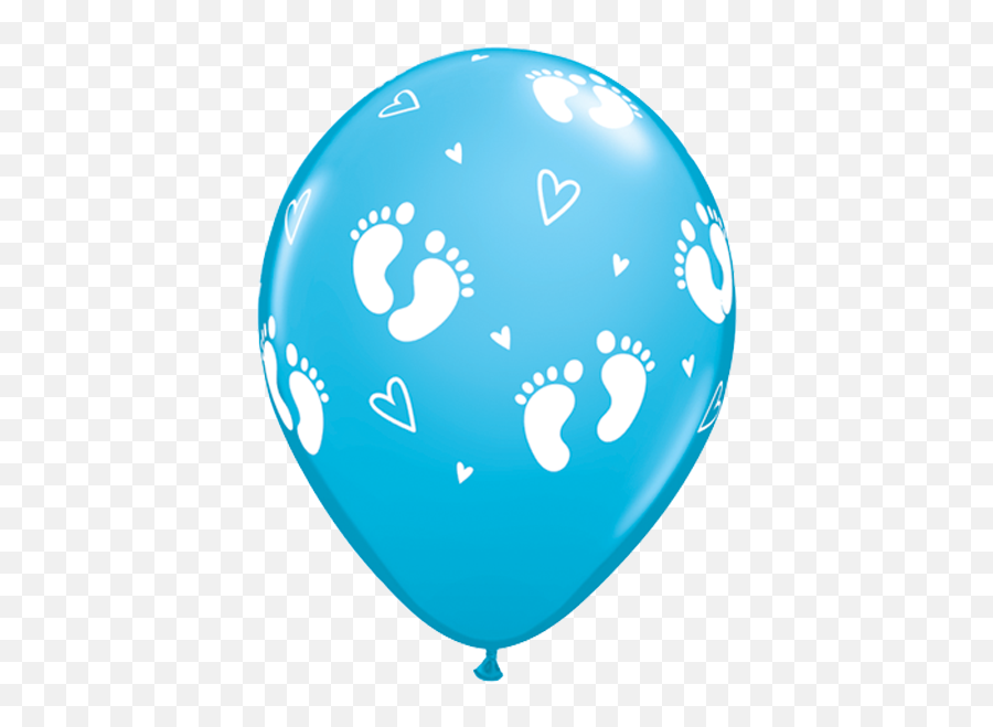 25 X 11 Robinu0027s Egg Blue Baby Footprints U0026 Hearts Qualatex - Blue Balloons Boss Baby Emoji,Footprints Emoji