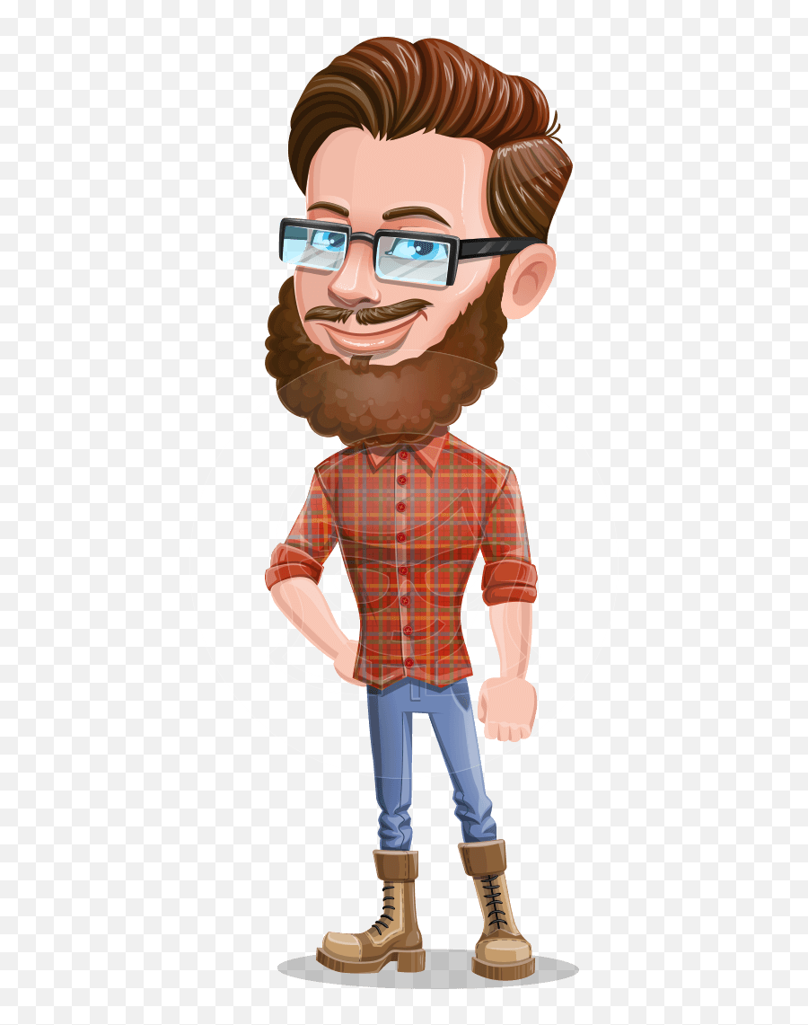 Man Dressed As Lumberjack Vector - Man With Beard And Glasses Cartoon Emoji,Lumberjack Emoji