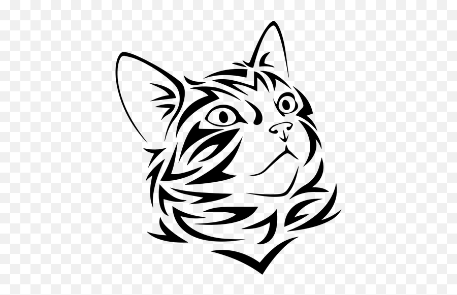 Vector Clip Art Of Tribal Kitten Head - Tribal Kitten Emoji,Moon Face Emoji