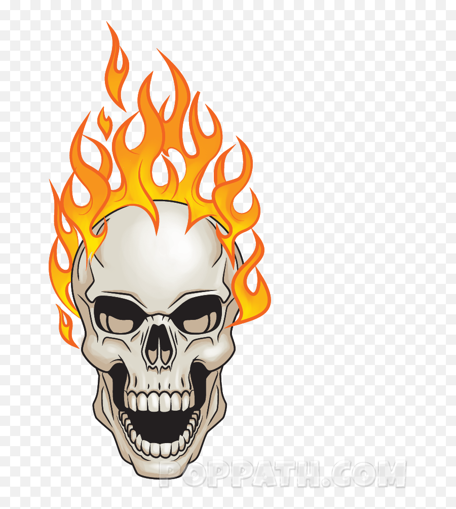 How To Draw A Flaming Skull - Skull On Fire Png Emoji,Skull Eyes Emoji