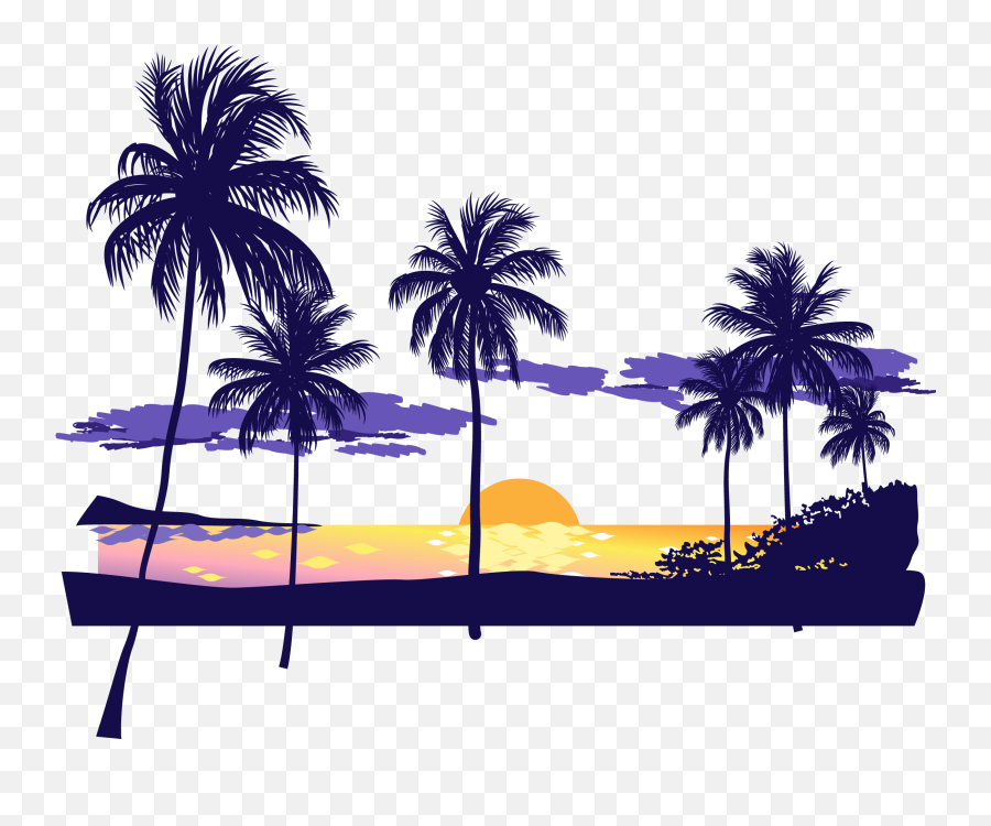 Silhouette Transparent Sunset Clipart - Transparent Beach Png Icon Emoji,Sunset Bird Emoji