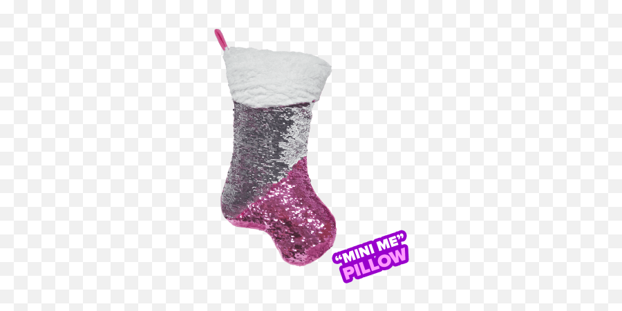 Pink Stocking Reversible Sequin Pillow Iscream - Christmas Stockings Pink Sequins Emoji,Emoji Stockings