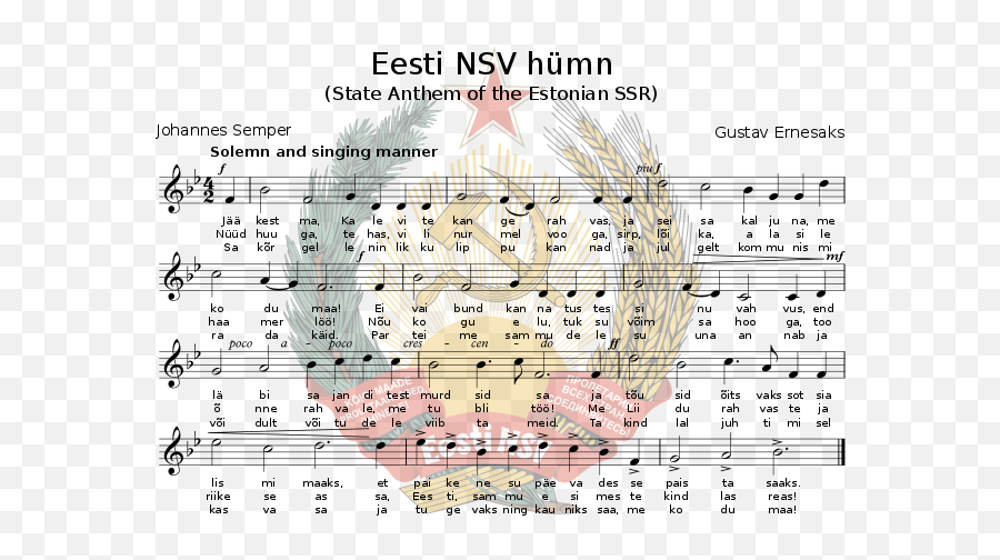 Estonian Ssr Anthem Sheet Music - Number Emoji,I'm Watching You Emoji
