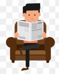 Man Reading The Newspaper On Couch And Animation Reading A - Man Reading Newspaper Cartoon Png Emoji,Couch Emoji