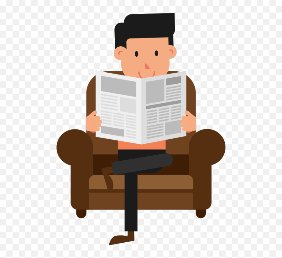 Man Reading The Newspaper On Couch And Animation Reading A - Man Reading Newspaper Cartoon Png Emoji,Couch Emoji