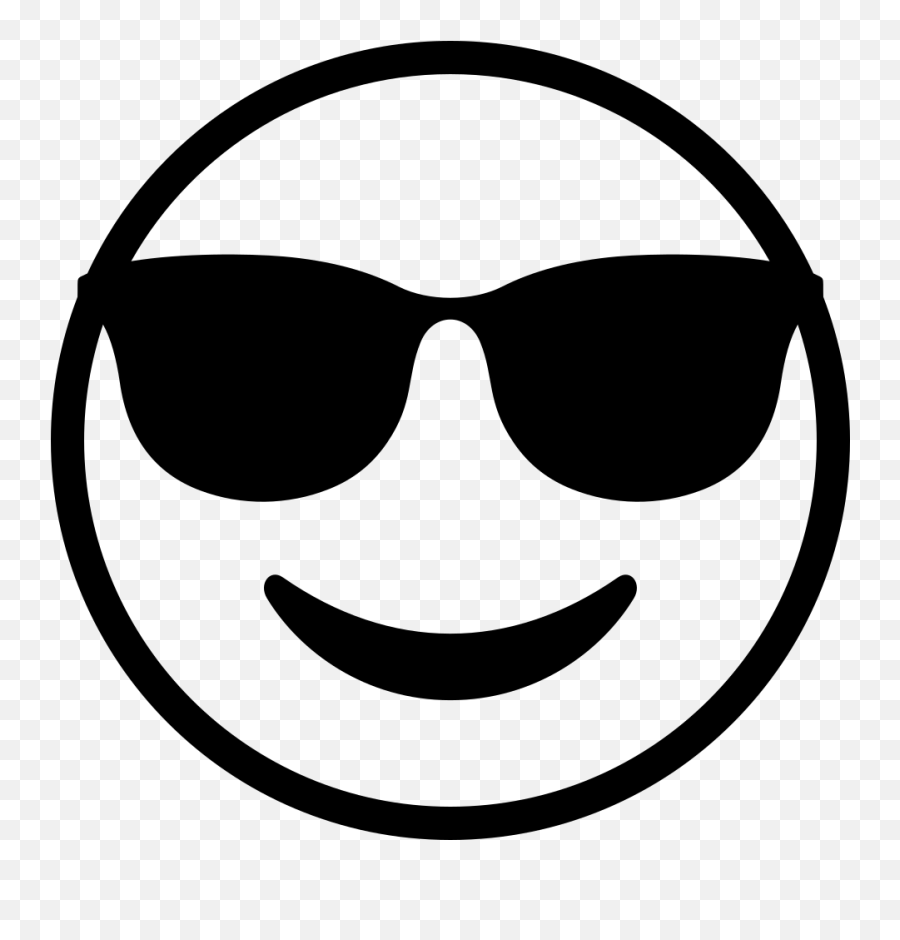 Emojione Bw 1f60e - Emoji Clipart Black And White,Sunglasses Emoji
