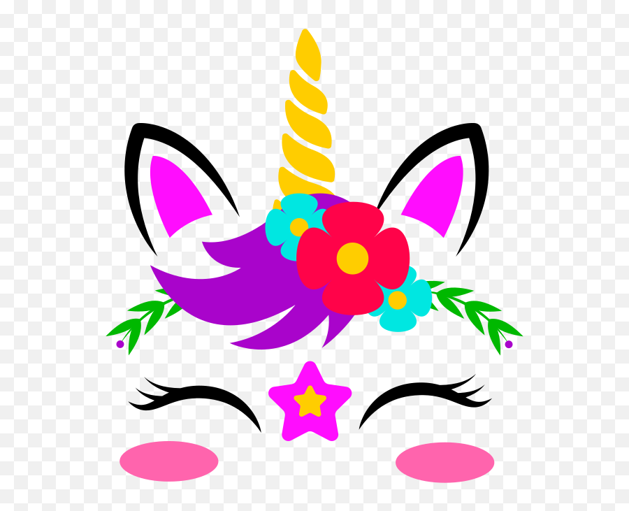 Unicorn Face With Flowers Free Svg File - Svgheartcom Cute Unicorn Face Emoji,Flower Emoji Face