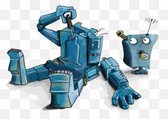 Robot Disassembled Blue Lightbulb - Fake Ai Emoji