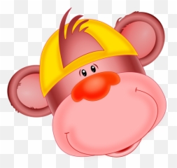 Pink Monkeys Head - Cartoon Monkey With A Hat Emoji,100 Emoji