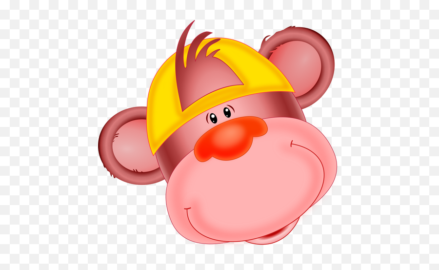 Pink Monkeys Head - Cartoon Monkey With A Hat Emoji,100 Emoji
